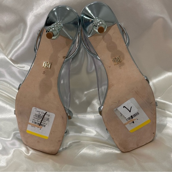 Badgley Mischka Callie Beaded Heel Sandal Bubble Heel Open Toe Metallic Size 9 - Picture 6 of 16